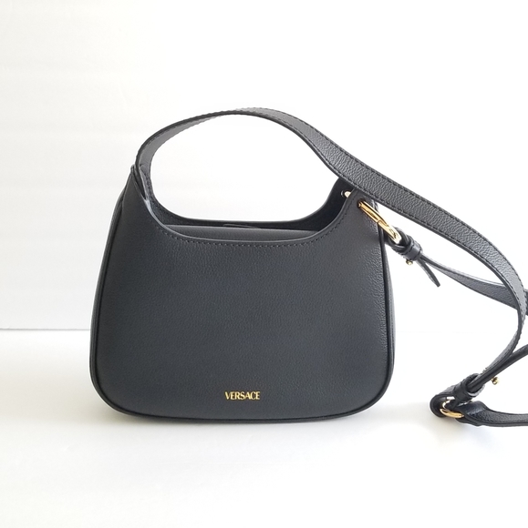 Versace La Medusa Chain Leather Hobo Bag Black - Picture 5 of 11